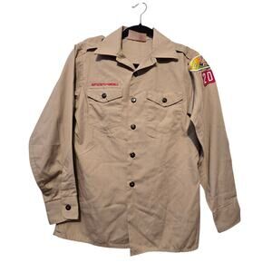 Boy Scouts America BSA Tan Uniform Shirt Youth LG Patches Northeast Illinois USA